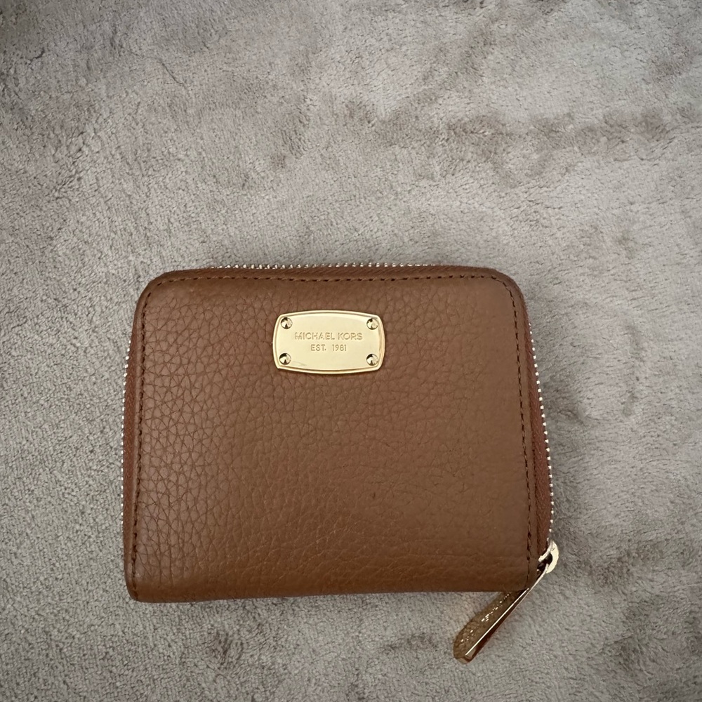 Michael Kors Tan Leather Wallet with Gold Accents
